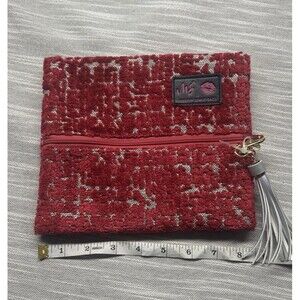 Makeup JUNKIE BAGS Fushia Fushion Small 8.5x7.5 Makeup Cotton White Tassel